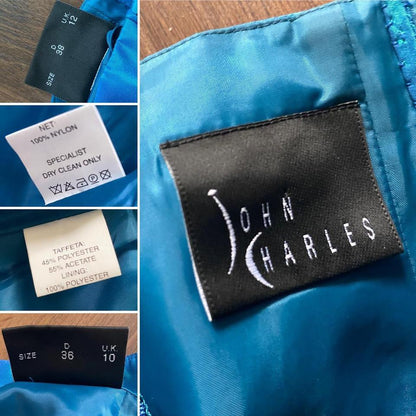 John Charles blue taffeta 2 piece prom set uk 10