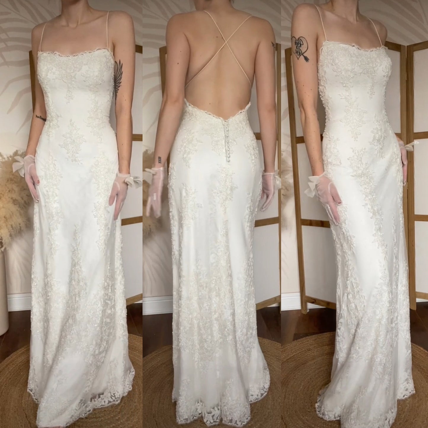 Benjamin Roberts ivory lace wedding dress uk 14