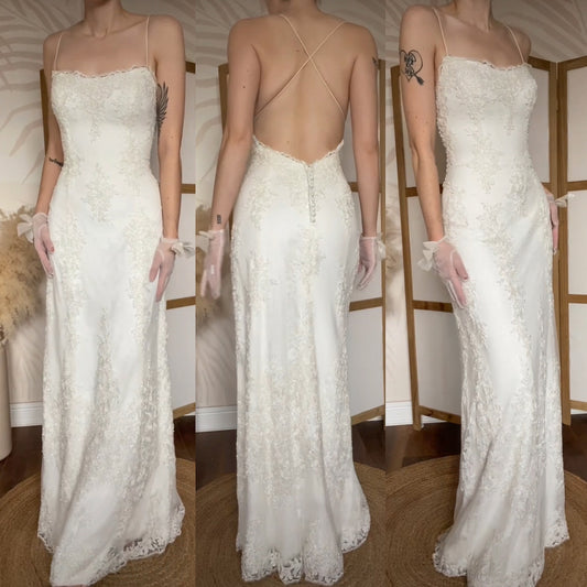 Benjamin Roberts ivory lace wedding dress uk 14