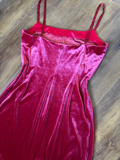 Red stretch beaded evening dress uk 14