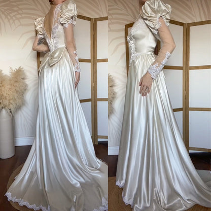 Gianni Balenti ivory satin 80s wedding dress uk 10