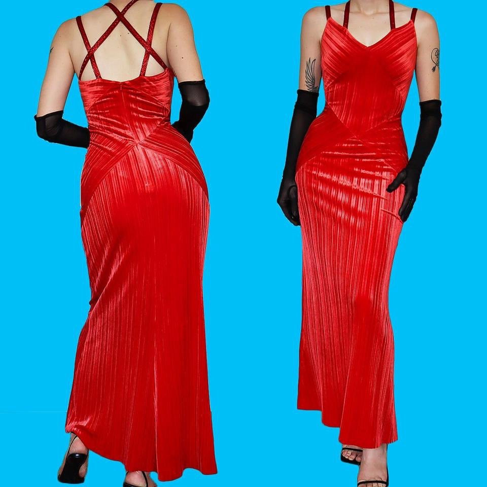 After Six red velvet evening dress UK 12