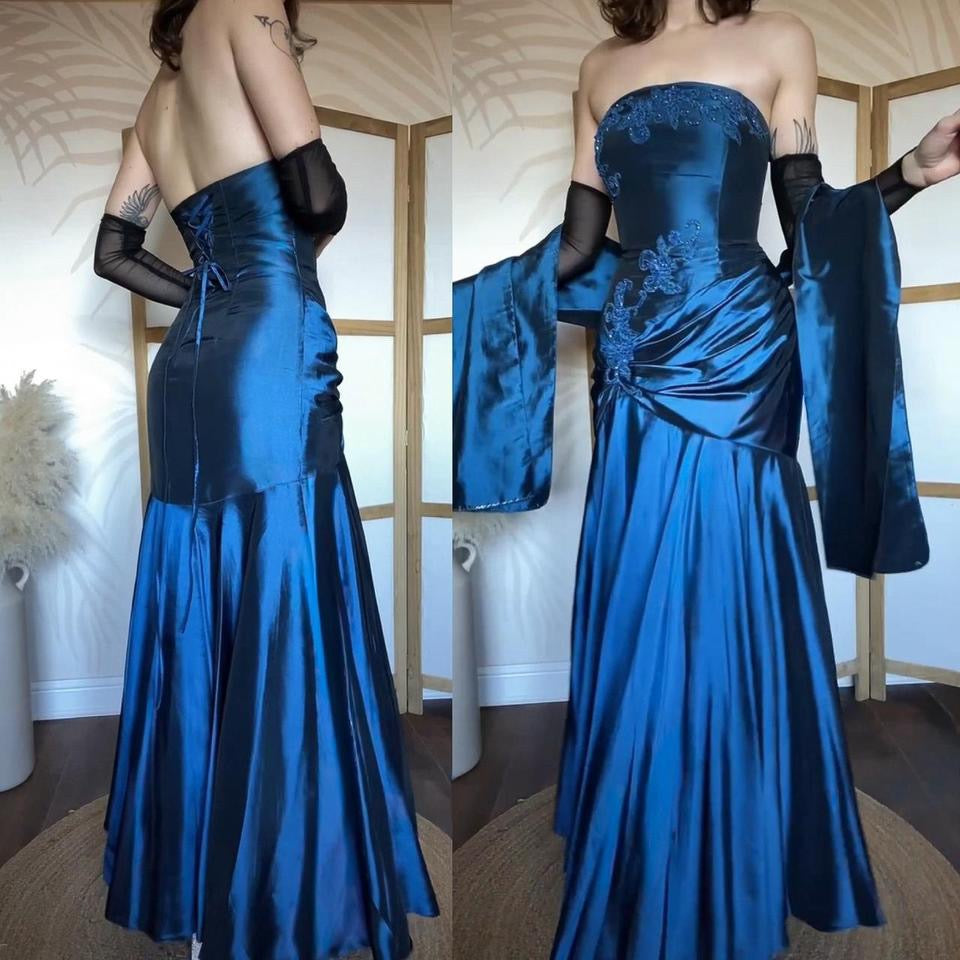 Jora navy strapless prom dress & shawl uk 12