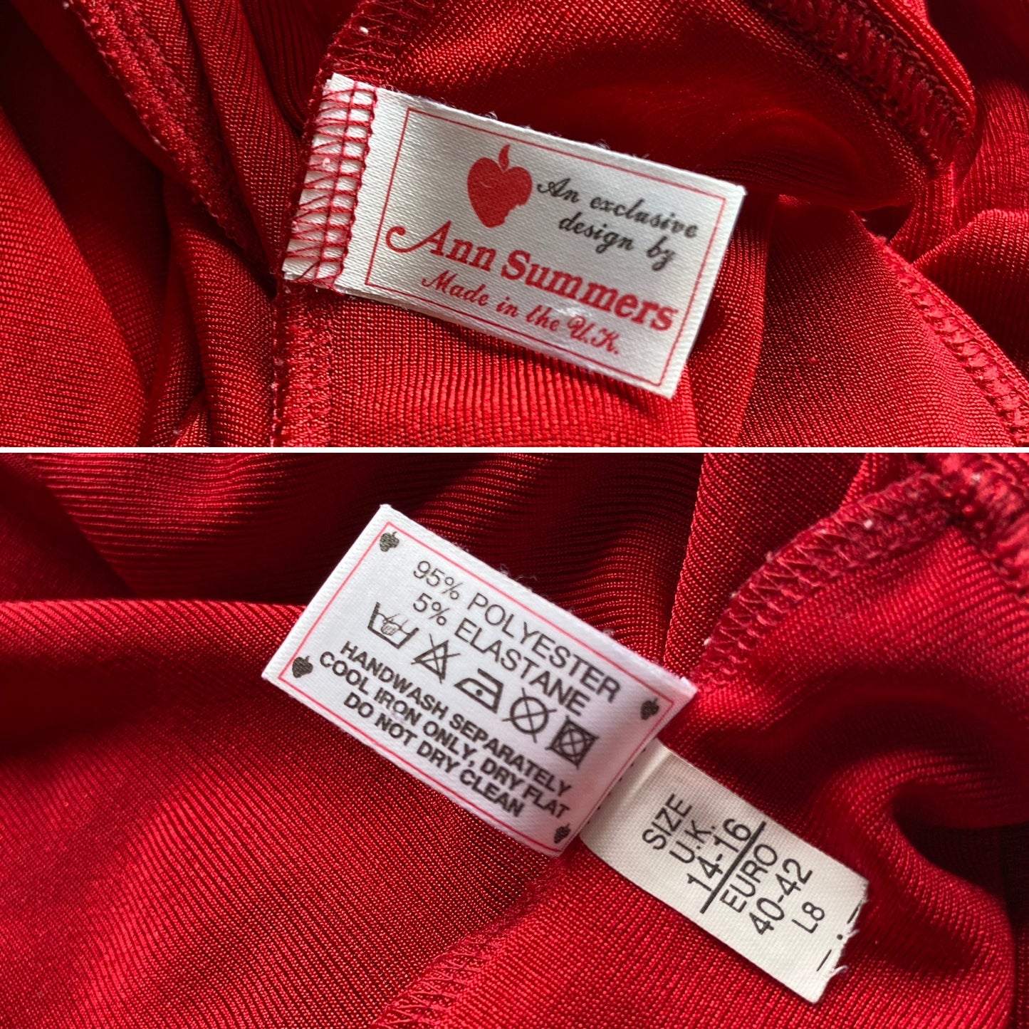 Vintage Ann Summers red stretch dress uk 14-16