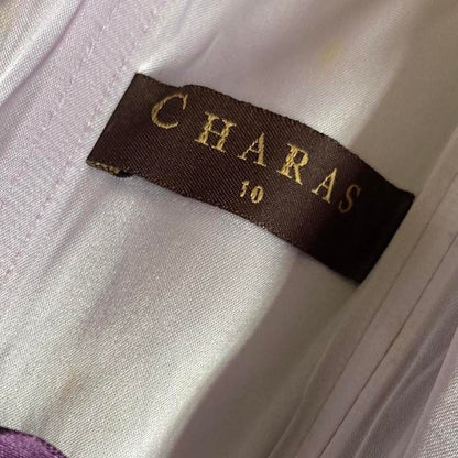 Purple strapless Charas lace up evening gown UK 6/8