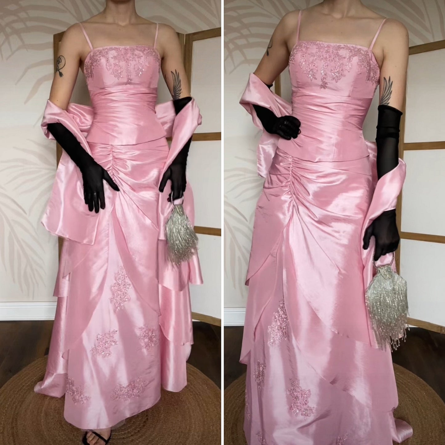 Baby pink 3-piece top/skirt & shawl prom set uk 8-10