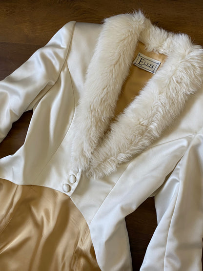 Ellis ivory 2-piece wedding dress & coat set uk 12