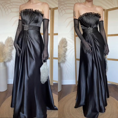 Sousourada black strapless evening dress uk 10