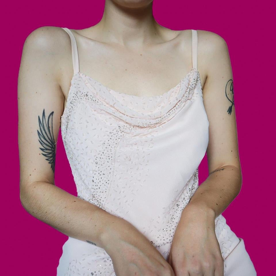 Dusk pink beaded midi dress UK 10