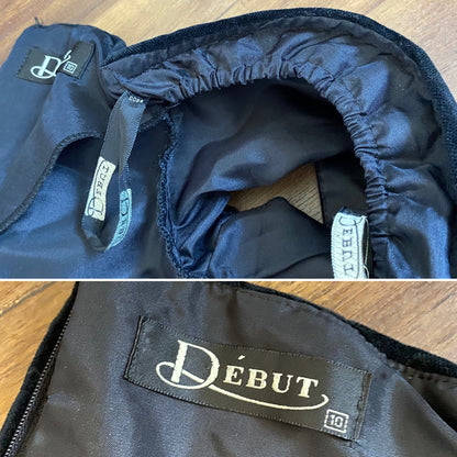 Debut black velvet cold shoulder evening dress & shawl uk 12