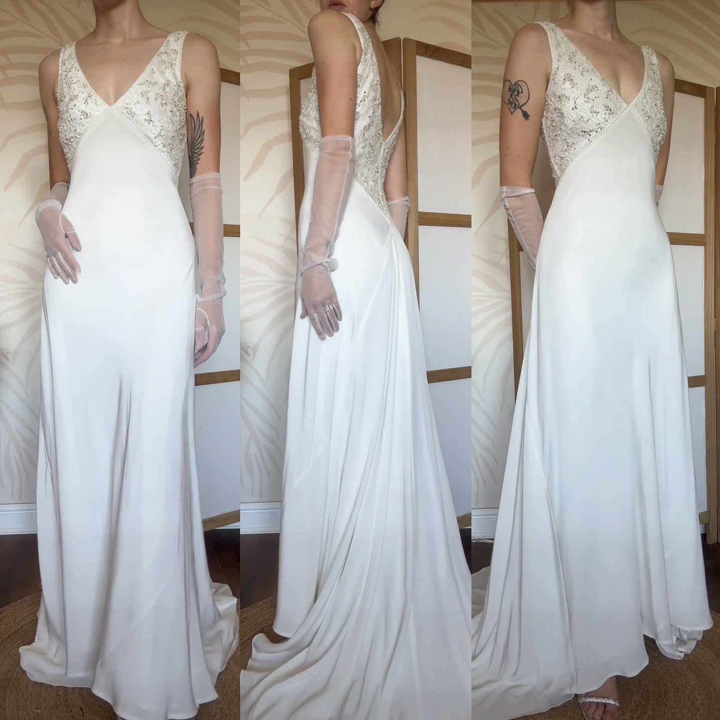 Ivory lace bust wedding dress uk 8
