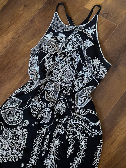 Black & white beaded evening dress uk 14