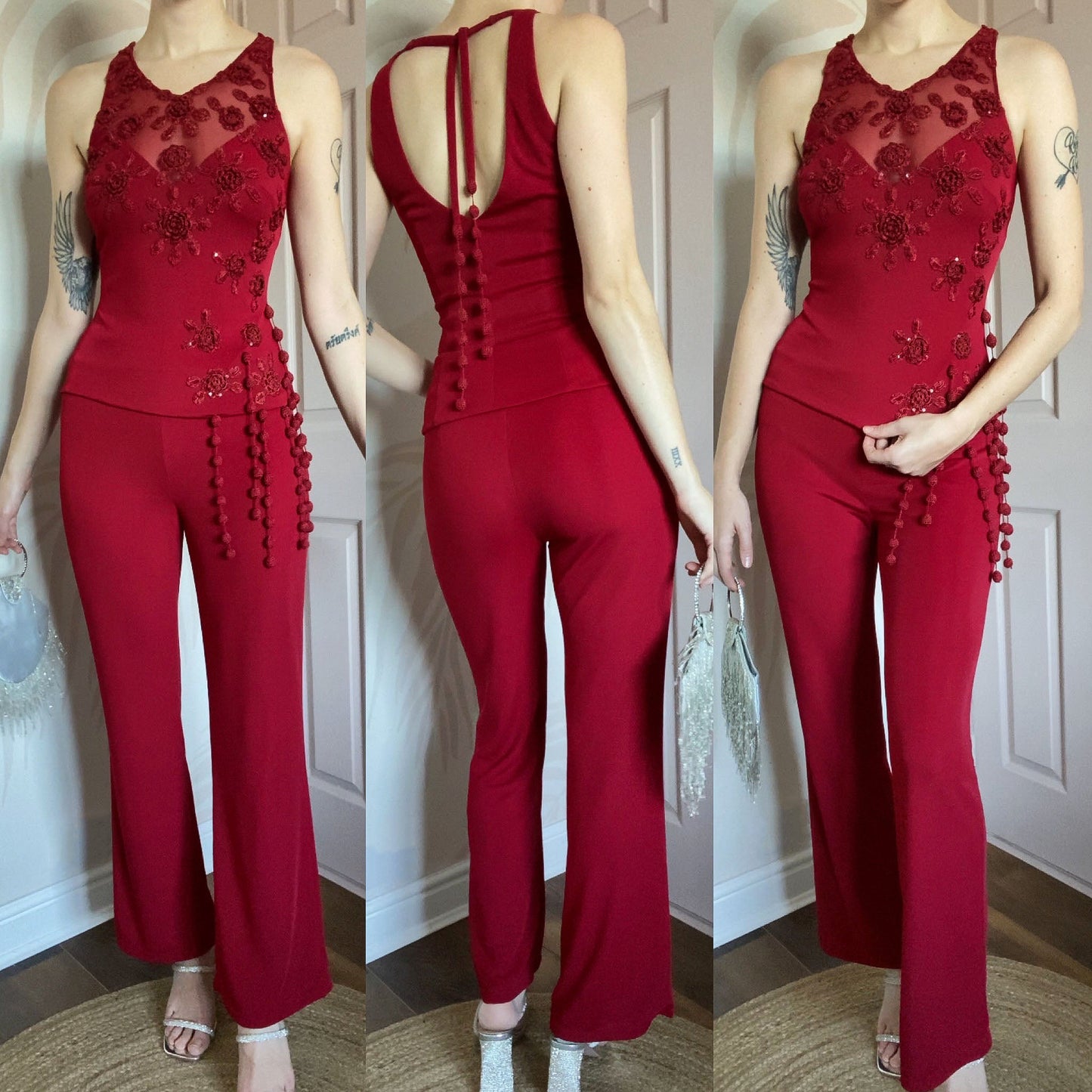 Dusk red 2 piece trousers & top set UK 10