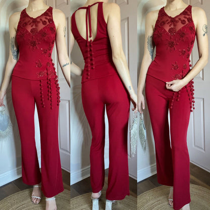 Dusk red 2 piece trousers & top set UK 10