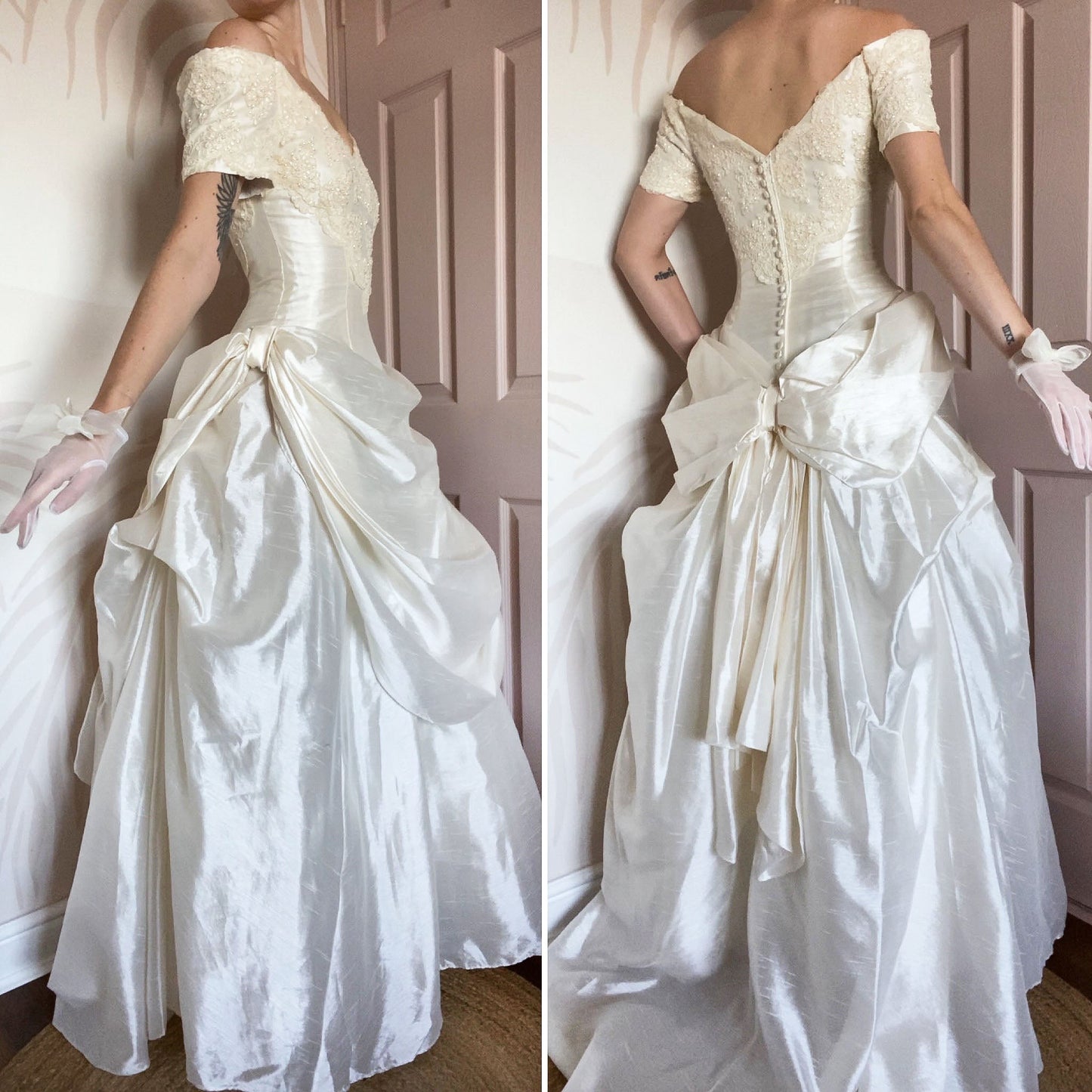 Dante Ronald Joyce off shoulder ivory wedding dress UK 10