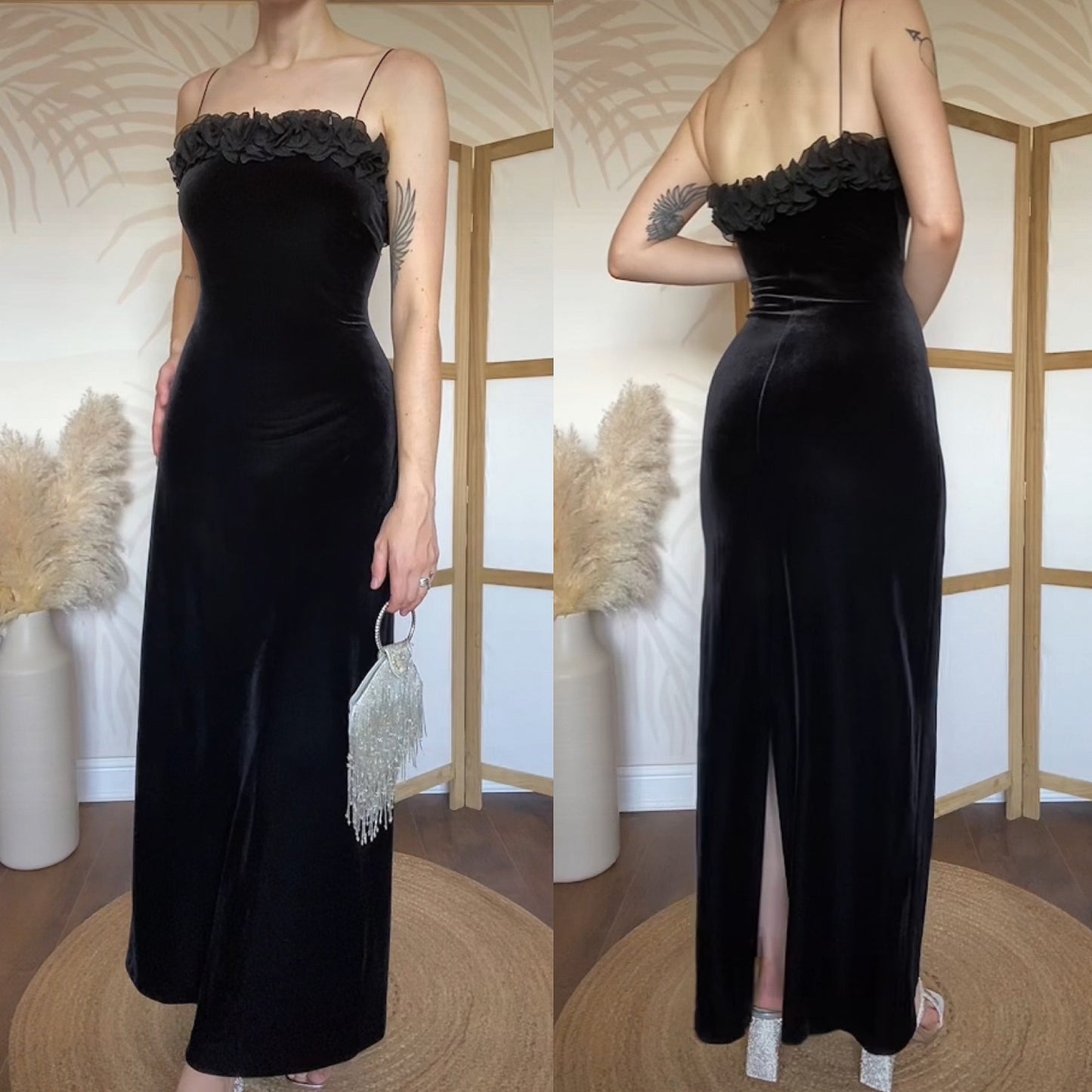 Black velvet Gina Bacconi evening dress UK 12