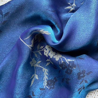 Debut silky blue floral slip dress & shawl uk 12