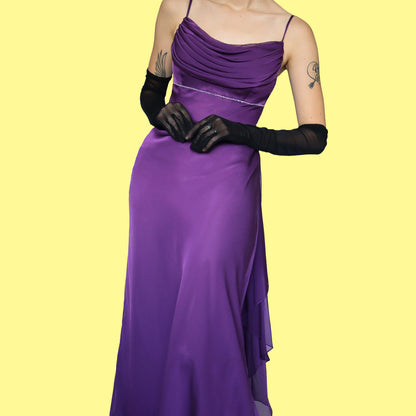 Purple chiffon evening dress UK 12