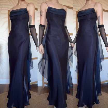 Navy shimmery prom dress uk 10