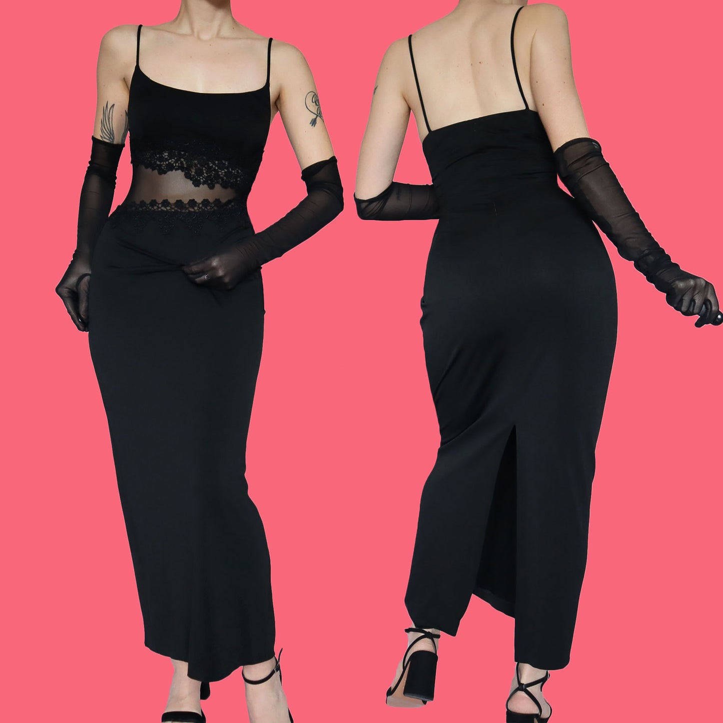 Joseph Ribkoff black stretch sheer dress UK 12