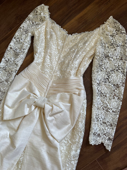 Helen Marina 1990s pure silk lace wedding dress uk 10