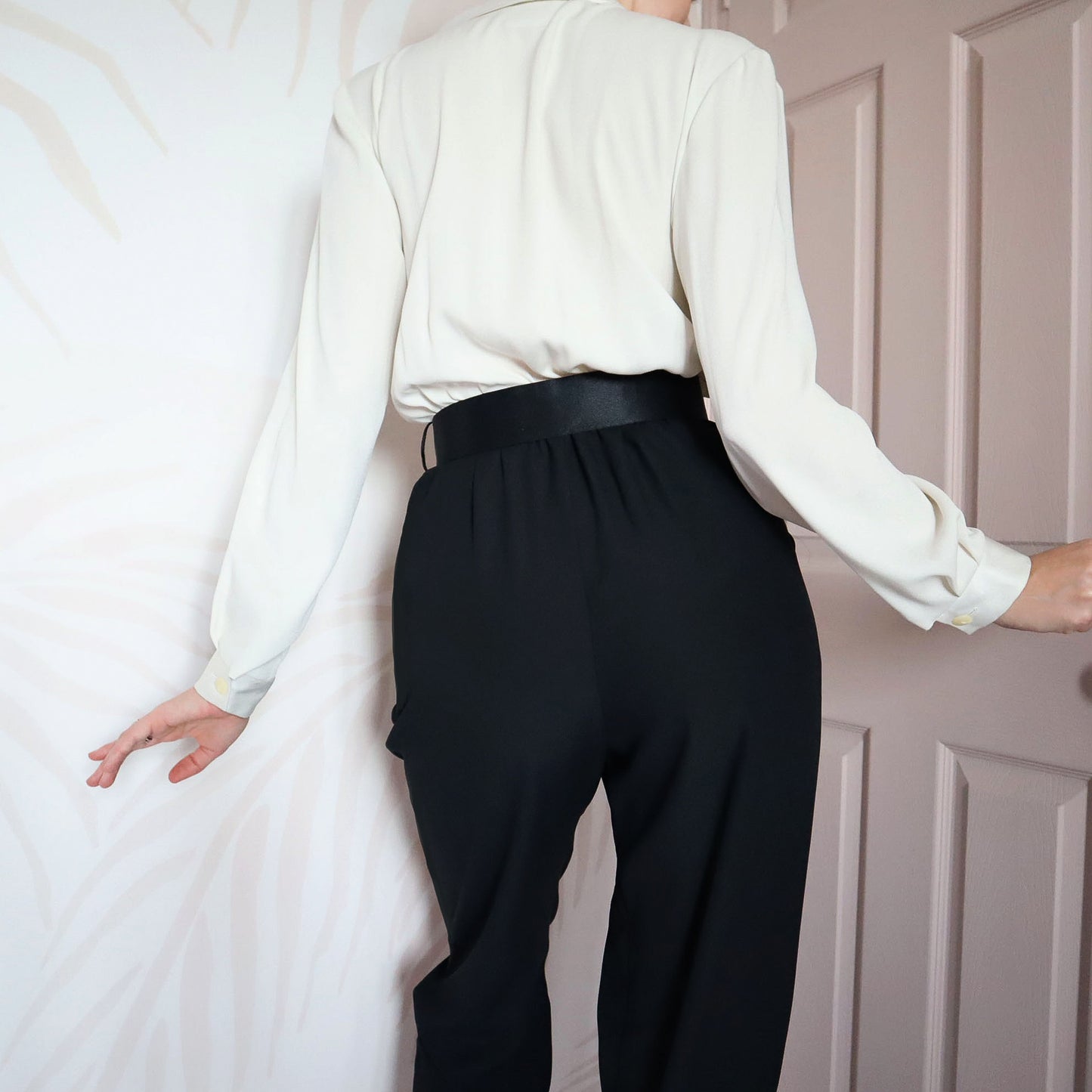 Black & white 80s long sleeve jumpsuit UK 8-10