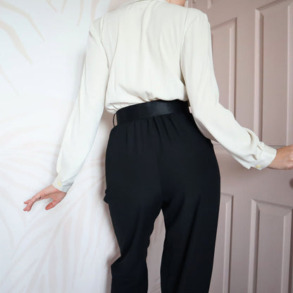 Black & white 80s long sleeve jumpsuit UK 8-10