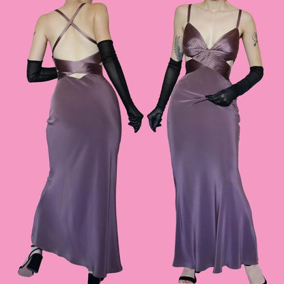Dusky purple cut out evening dress UK 10