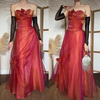 Iridescent orange/red 2 piece prom set uk 8