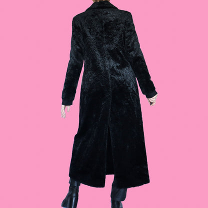 Black faux fur maxi coat UK S