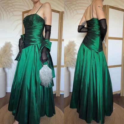 Emerald green taffeta prom dress & shawl uk 10