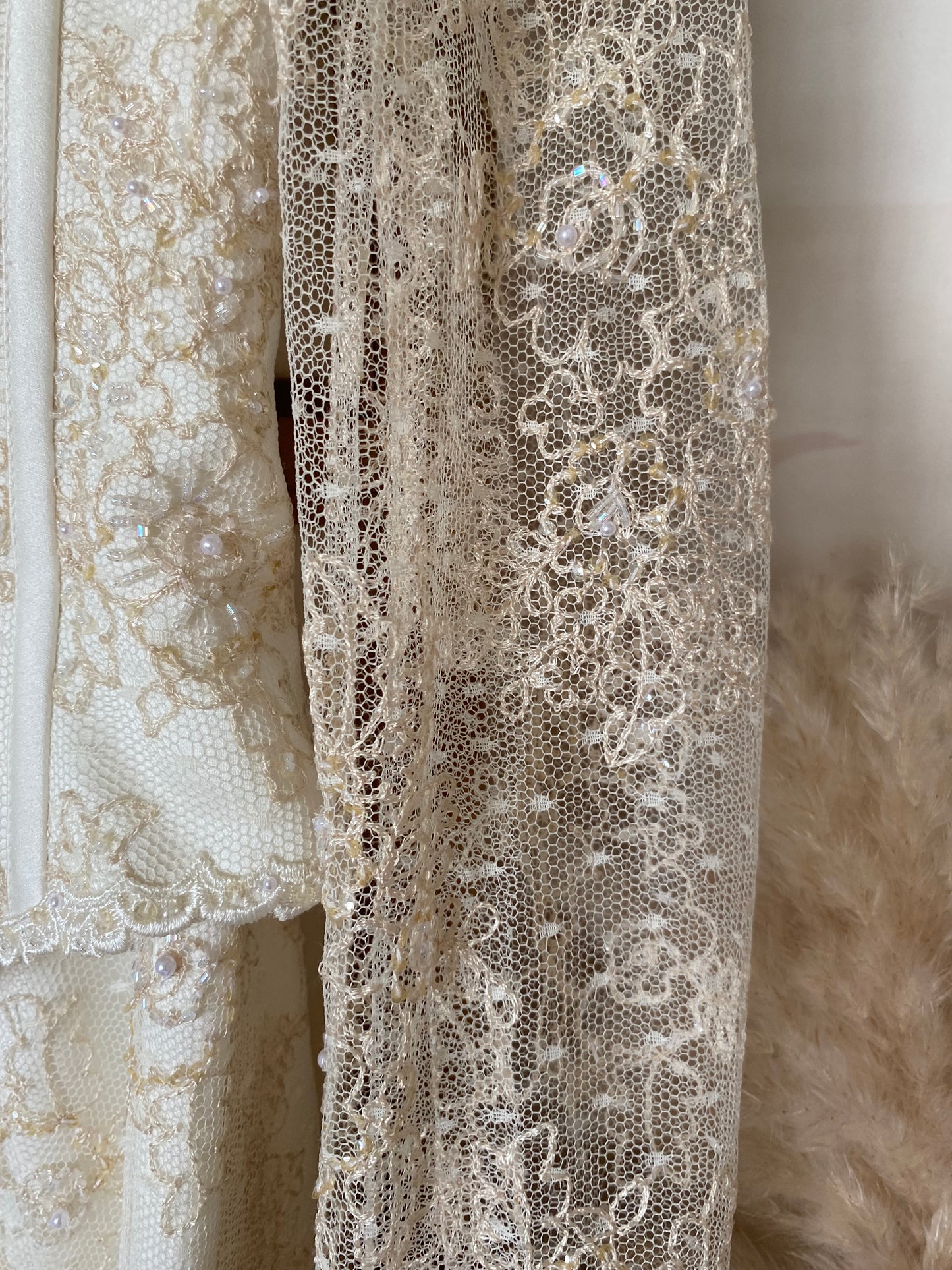 Ian Stuart champagne lace wedding dress uk 12