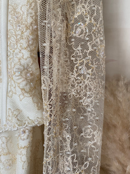 Ian Stuart champagne lace wedding dress uk 12