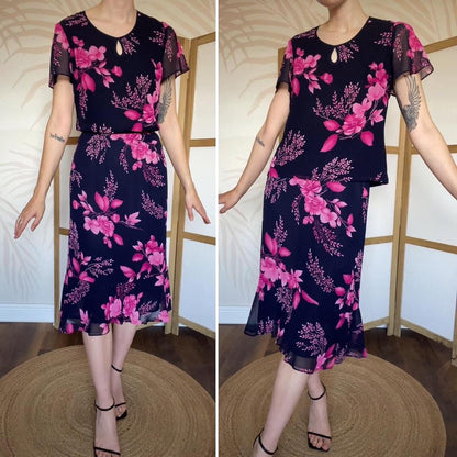 Jacques Vert navy floral 2 piece set UK 10