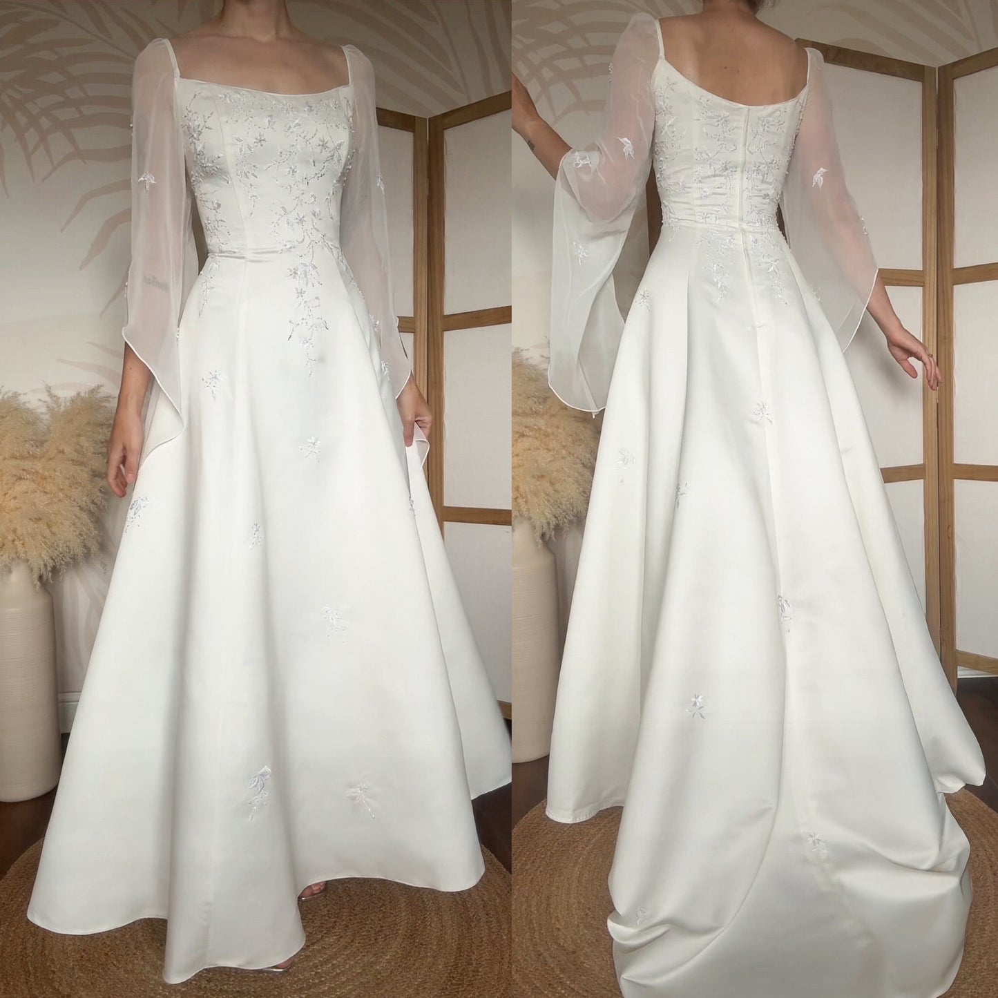 Ivory 2000s long sleeve ethereal wedding dress uk 14
