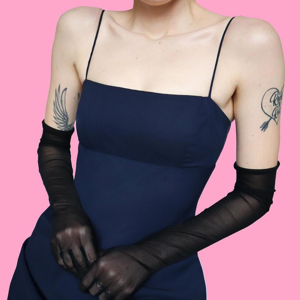 Morgan & Co navy backless evening dress UK 10