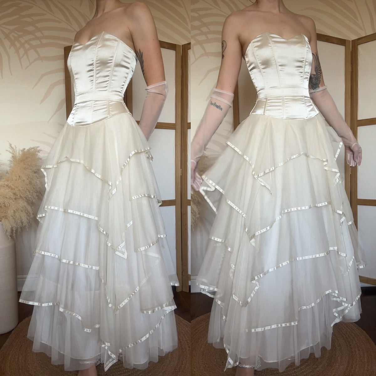 Cream strapless evening dress uk 8-10