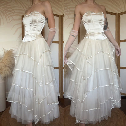 Cream strapless evening dress uk 8-10