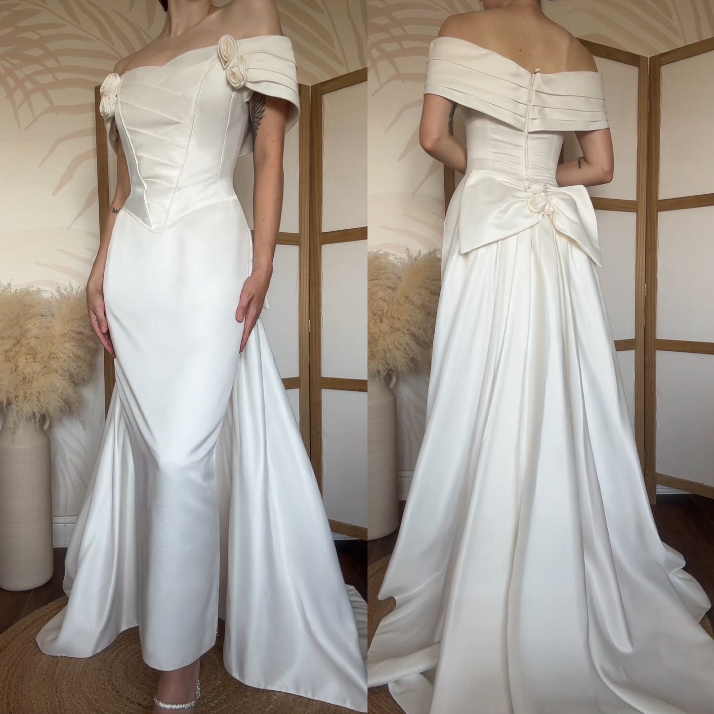 Pronuptia ivory off shoulder wedding dress uk 12