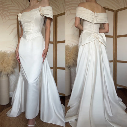 Pronuptia ivory off shoulder wedding dress uk 12