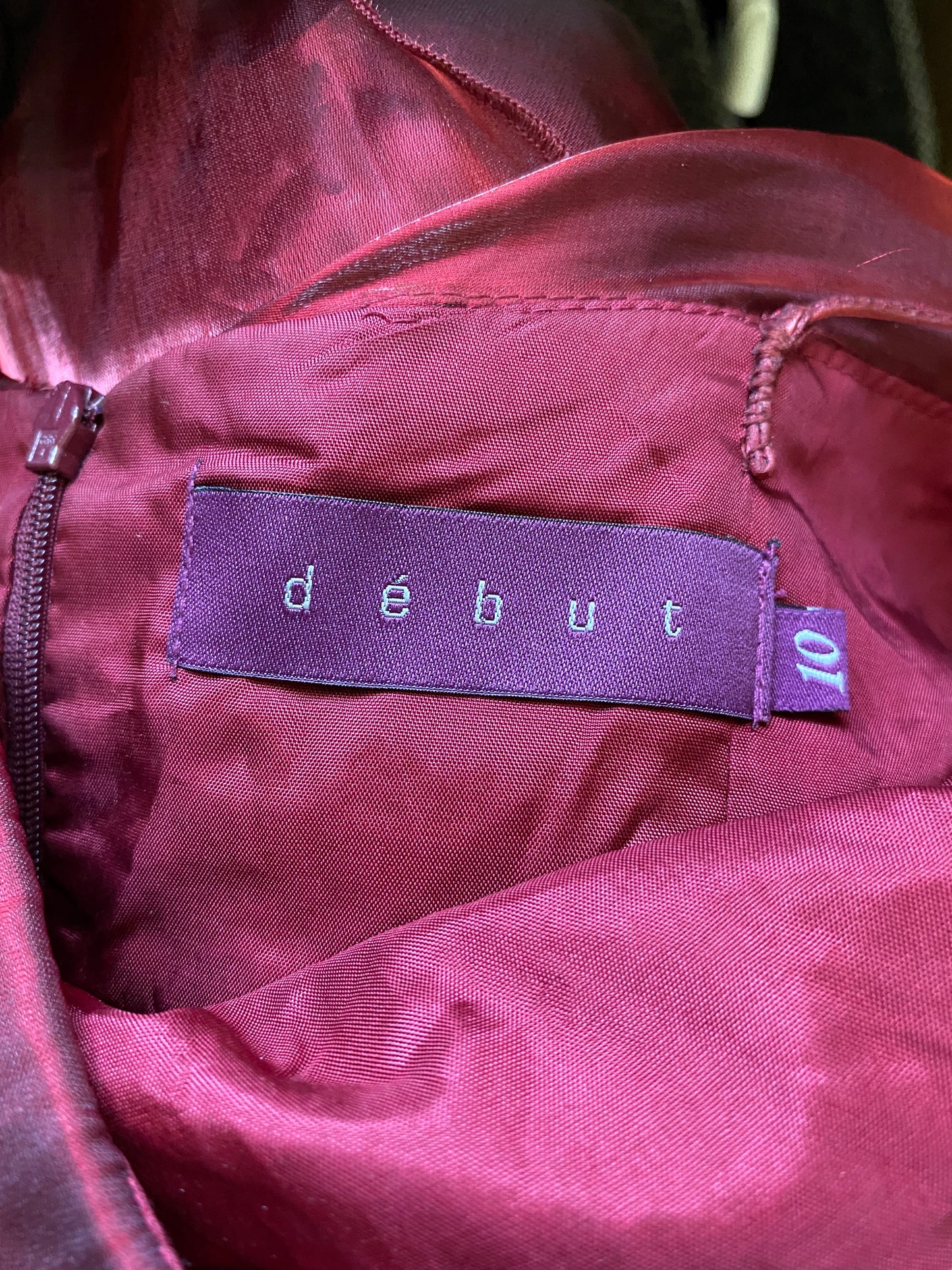 Red Debut shimmery a-line organza dress UK 10