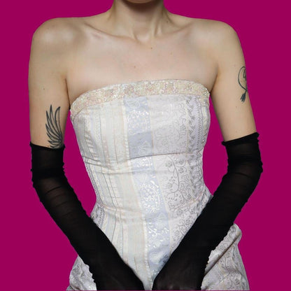 Cream Zum Zum strapless fishtail evening gown UK 8