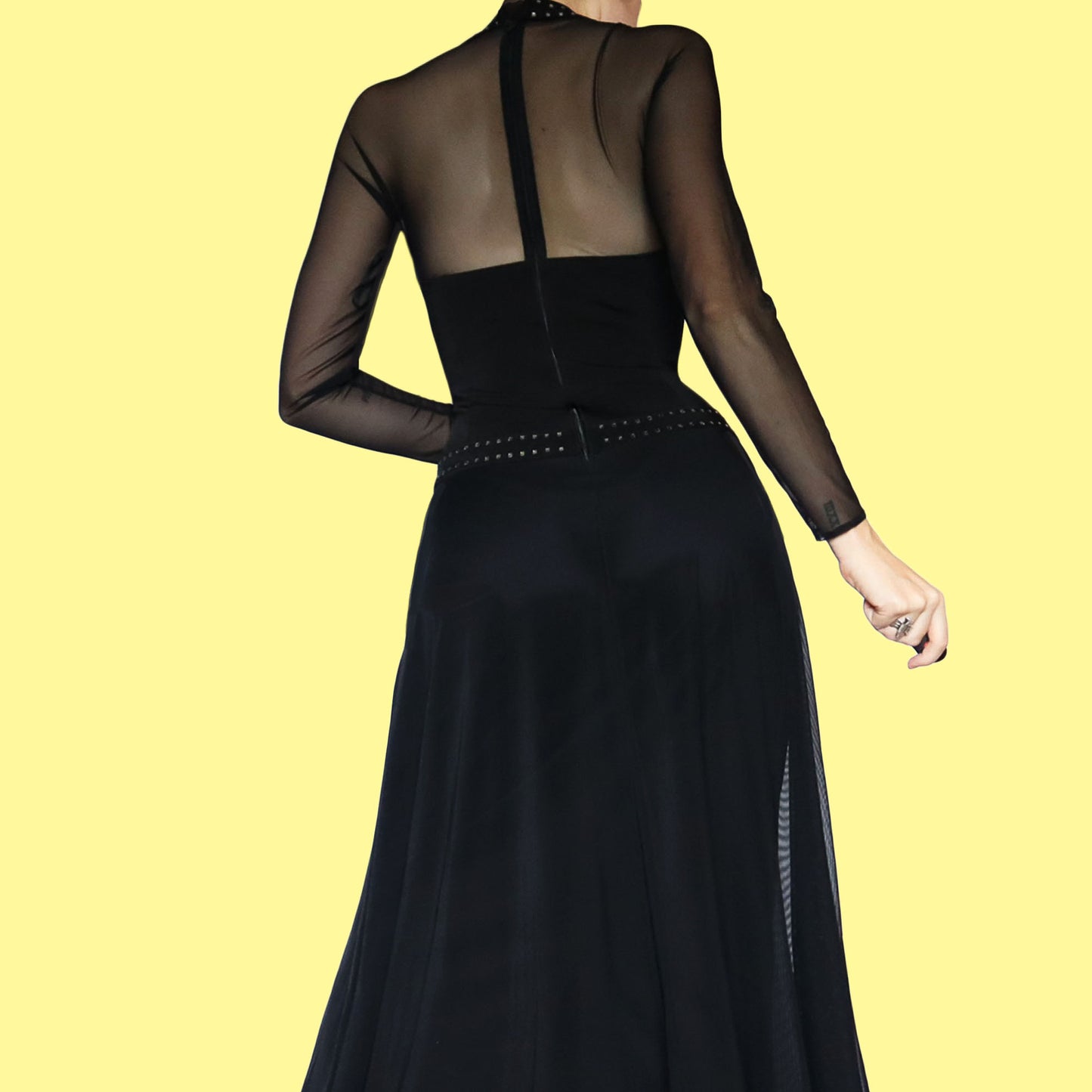 Tadashi Shoji black long sleeve evening dress UK 12