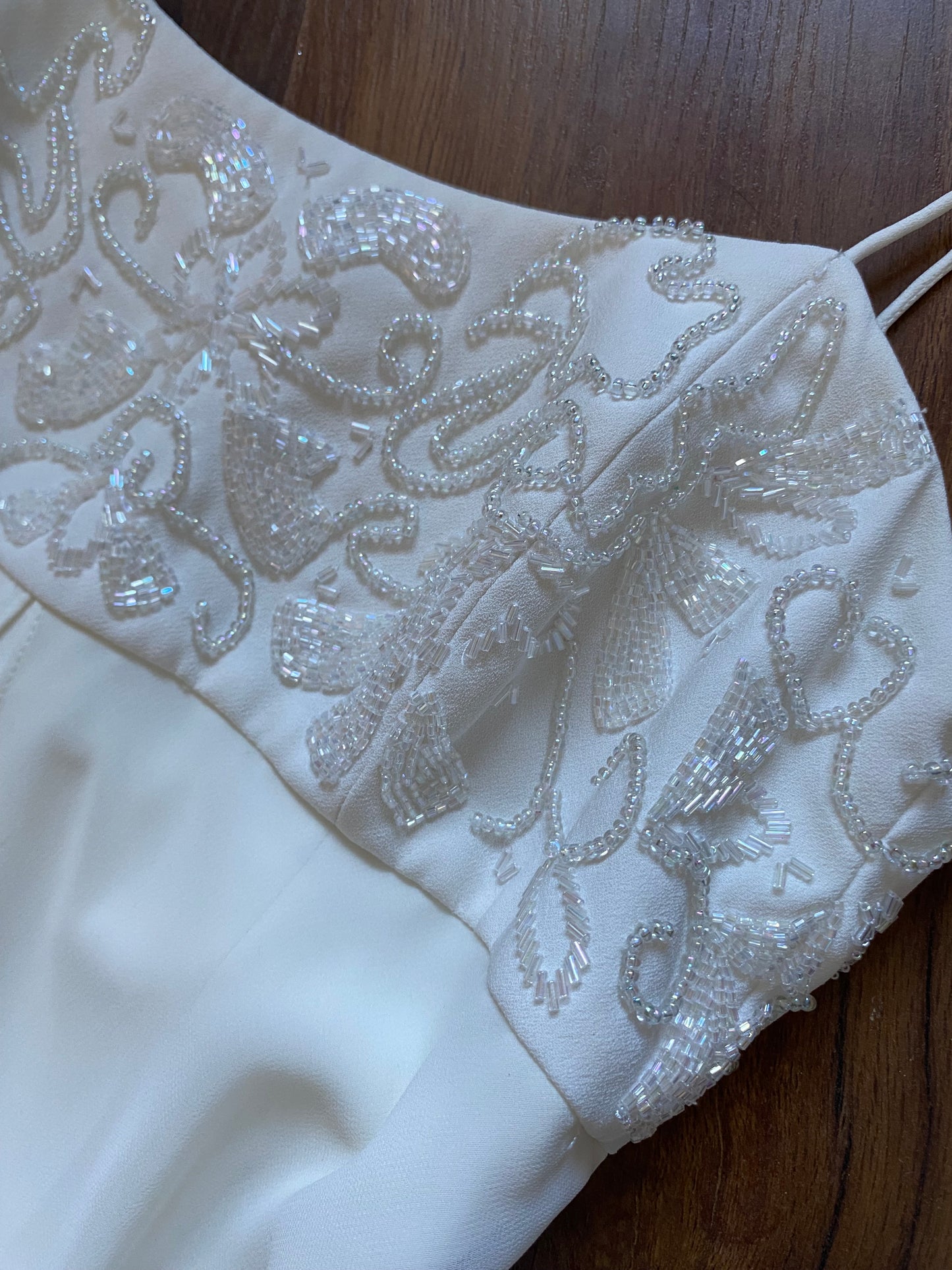 White empire waist beaded wedding dress uk 10