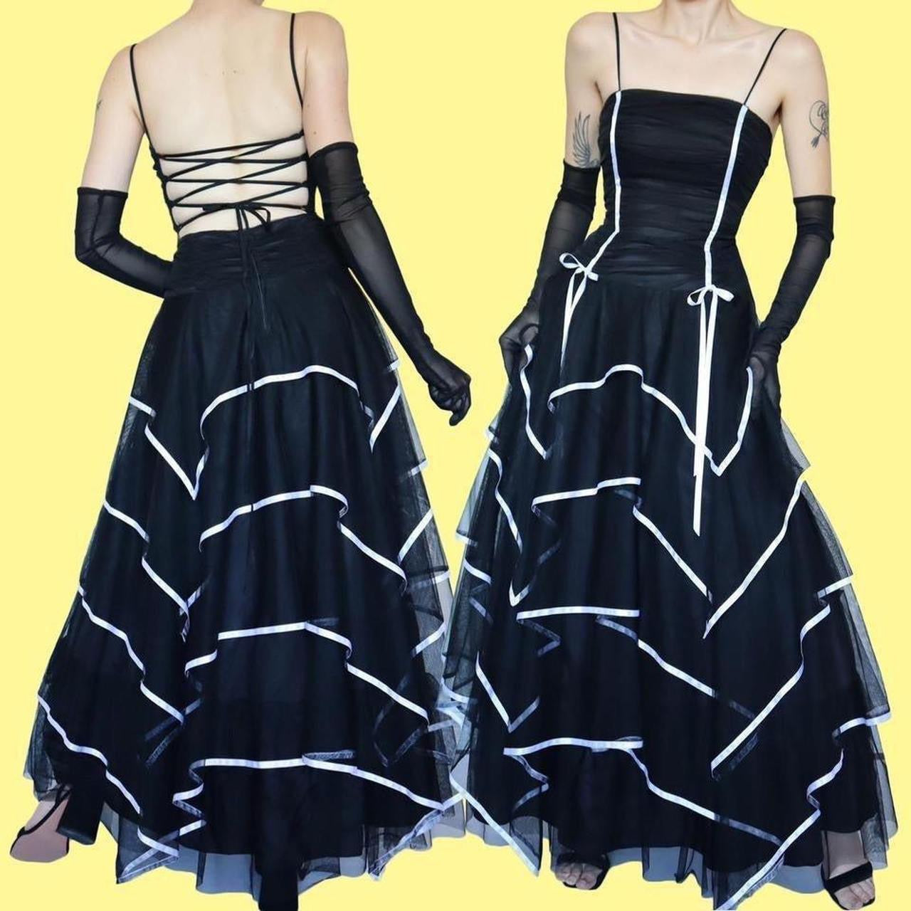 Black & white layered prom dress uk 14