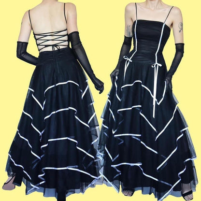 Black & white layered prom dress uk 14