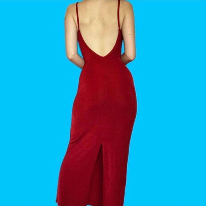 Vintage Ann Summers red stretch slip dress UK 10-12