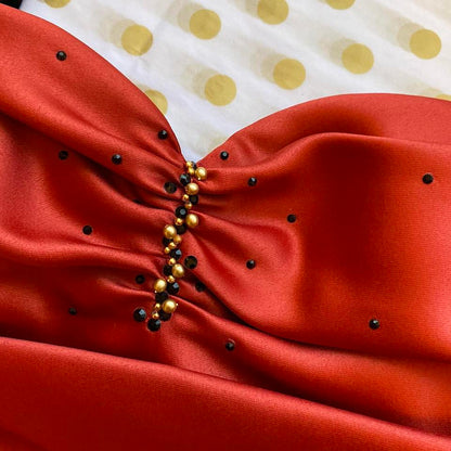 Red & black 3-piece corset, skirt & shawl co ord set UK 12