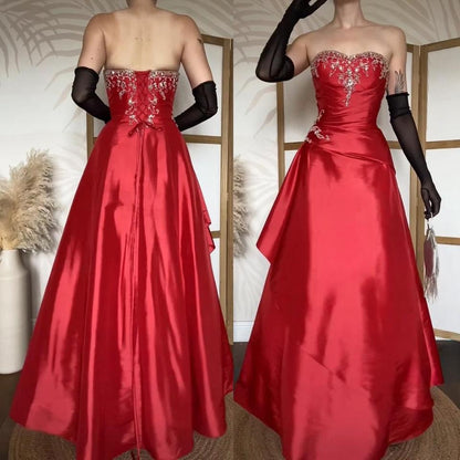 Strapless a-line beaded prom gown uk 12
