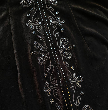 Black velvet Dave & Johnny 90s evening dress UK 12